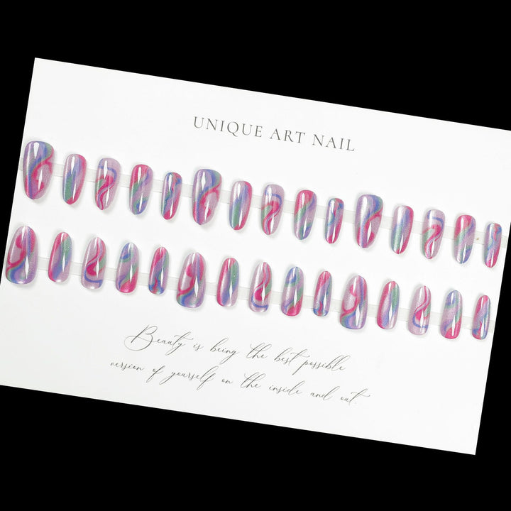 Marmorierte Fantasy Press-On Nagelspitzen Karnz