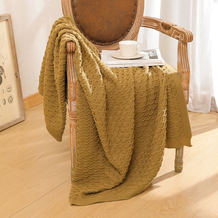 Texturiertes Strickwurfdecke
