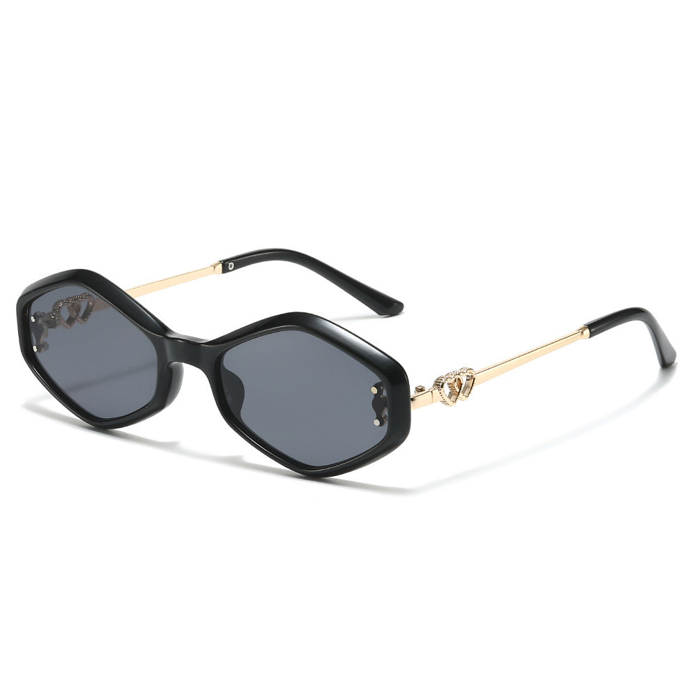 Geometrische Rahmen-Sonnenbrille mit Strass-Akzenten Karnz