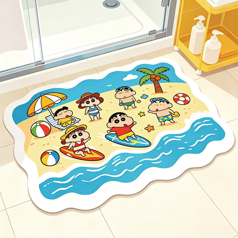 Verspielt Cartoon Strand-Themen Badmatte