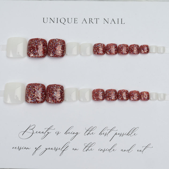 Glitzernde Pediküre Nagelkunst