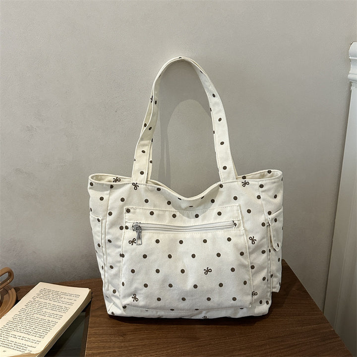 Stilvolle gepunktete Canvas-Shopper Tasche