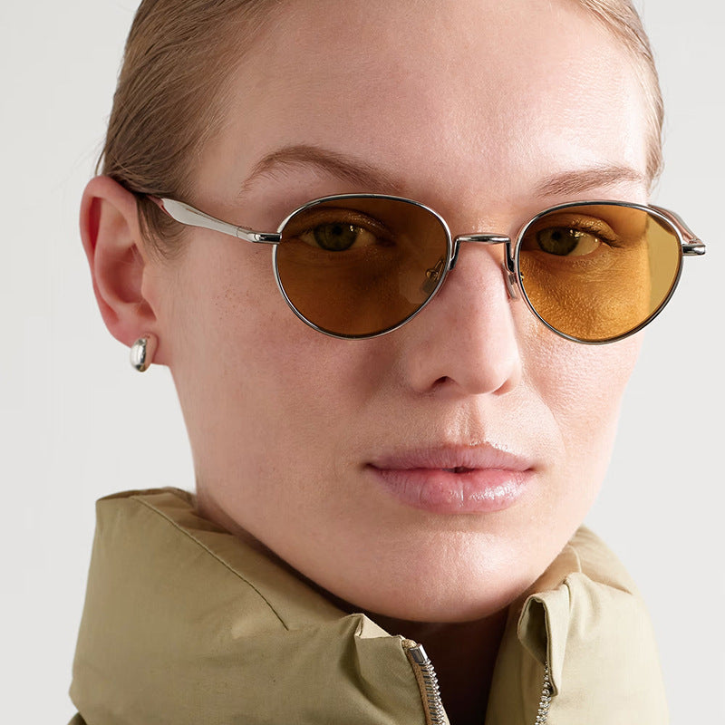 Damen runde Sonnenbrille mit elegantem Metallrahmen und UV-Schutz Karnz