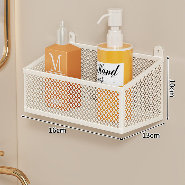Wandmontierter Metallgitter-Badezimmer-Aufbewahrungskorb