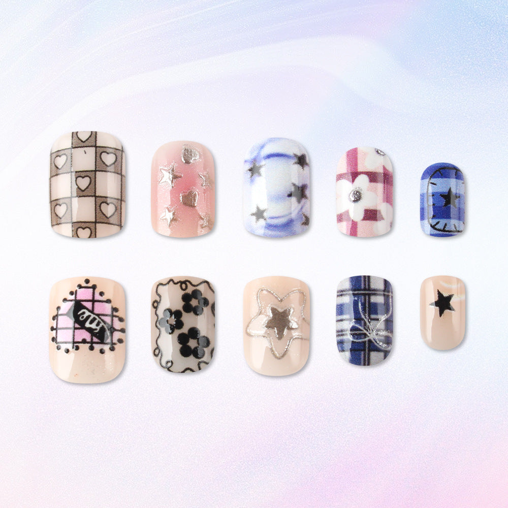 Künstlerische gemischte Muster Press-On Nägel Karnz