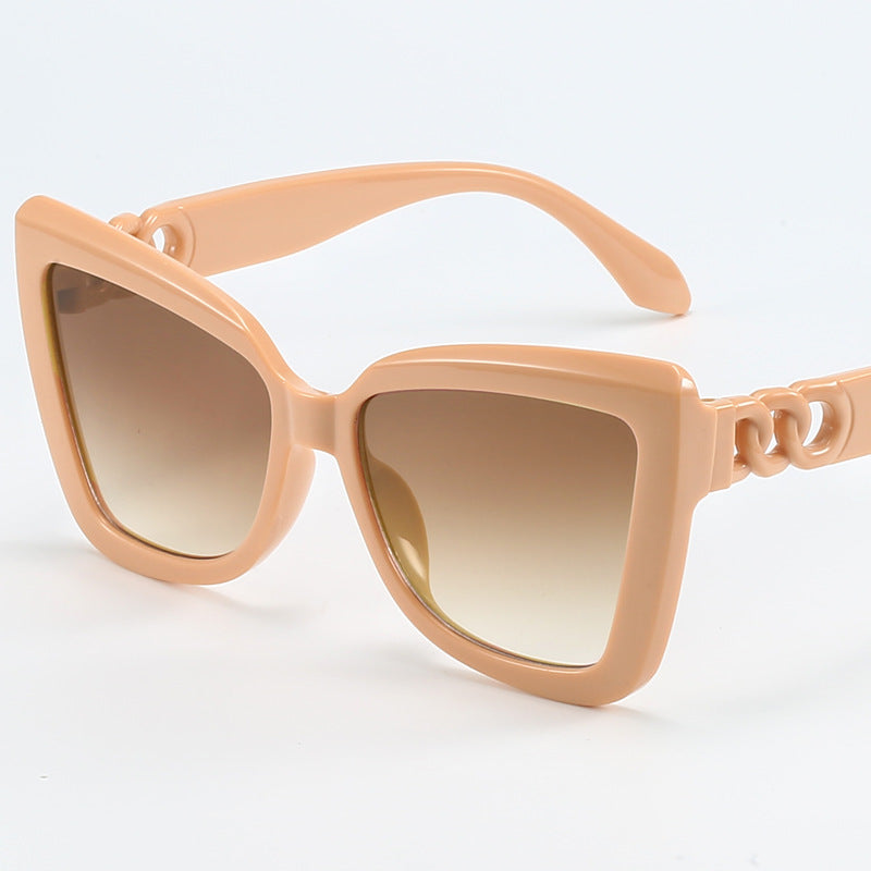 Damen moderne Cat-Eye Sonnenbrille mit klarem Rahmen und UV-Schutz Karnz
