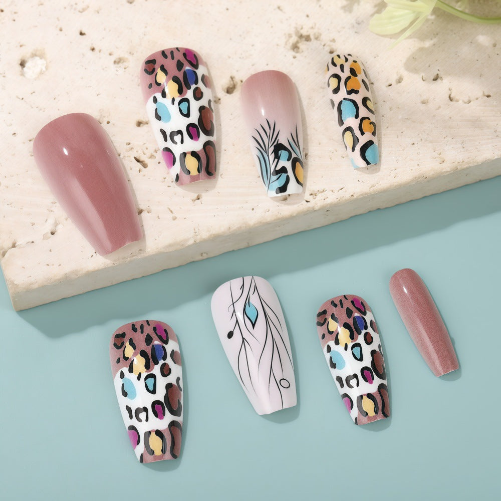 Kreatives Kunstnagel Set mit Leoparden- und Blumenmustern Karnz