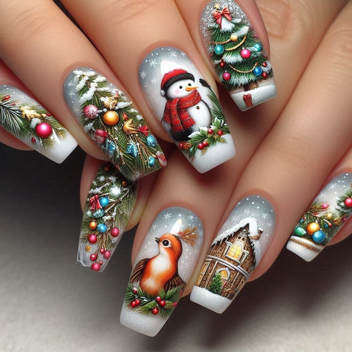 Kreative Kunstnägel im festlichen Weihnachtsdesign Karnz