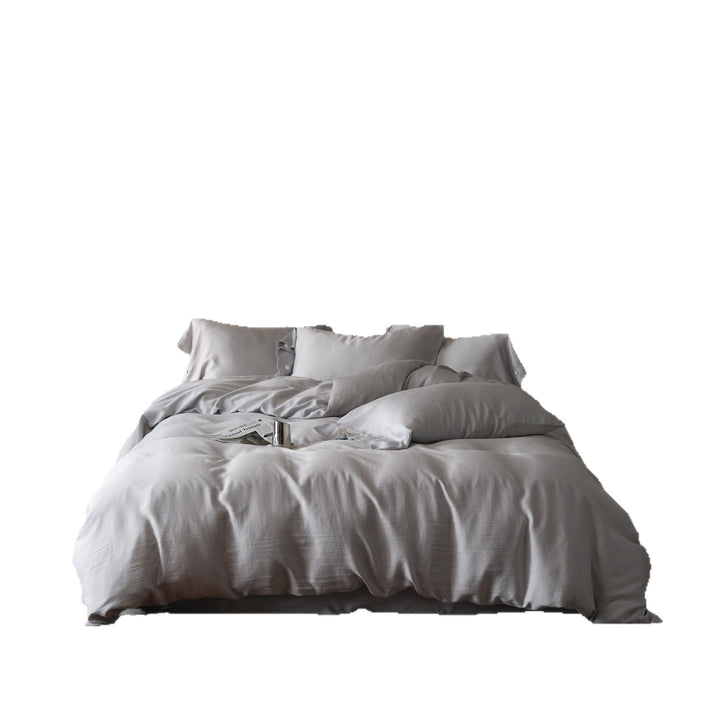 Luxus Bio-Baumwoll-Satin-Bettbezug-Set mit Knopfverschluss