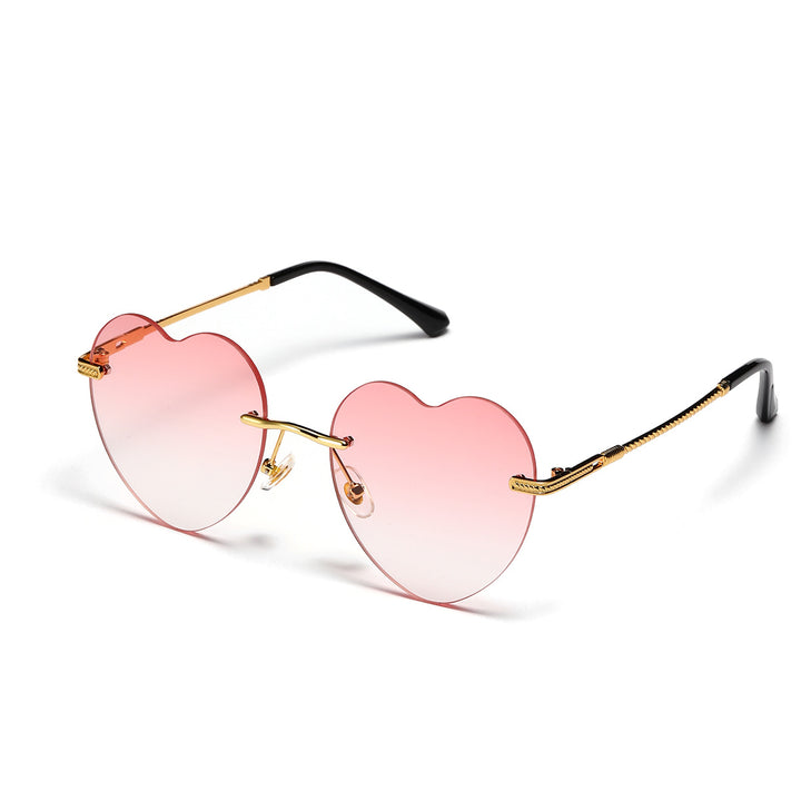 Damen trendige Herz-Sonnenbrille mit verspiegelten Gläsern Karnz