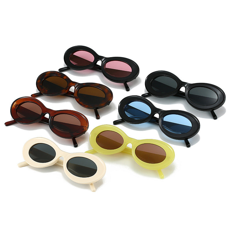 Damen modische Sonnenbrille im ovalen Design Karnz