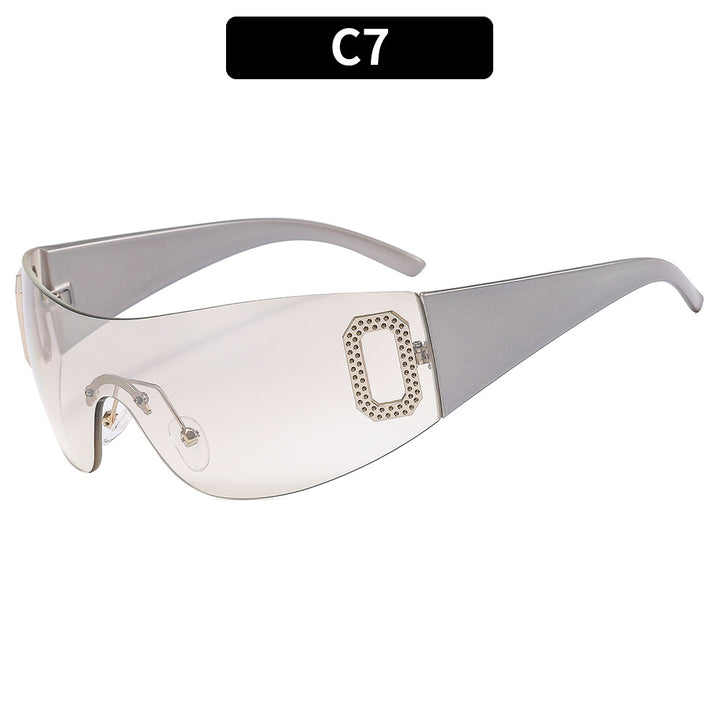 Oversized Shield-Sonnenbrille mit dekorativem Akzent