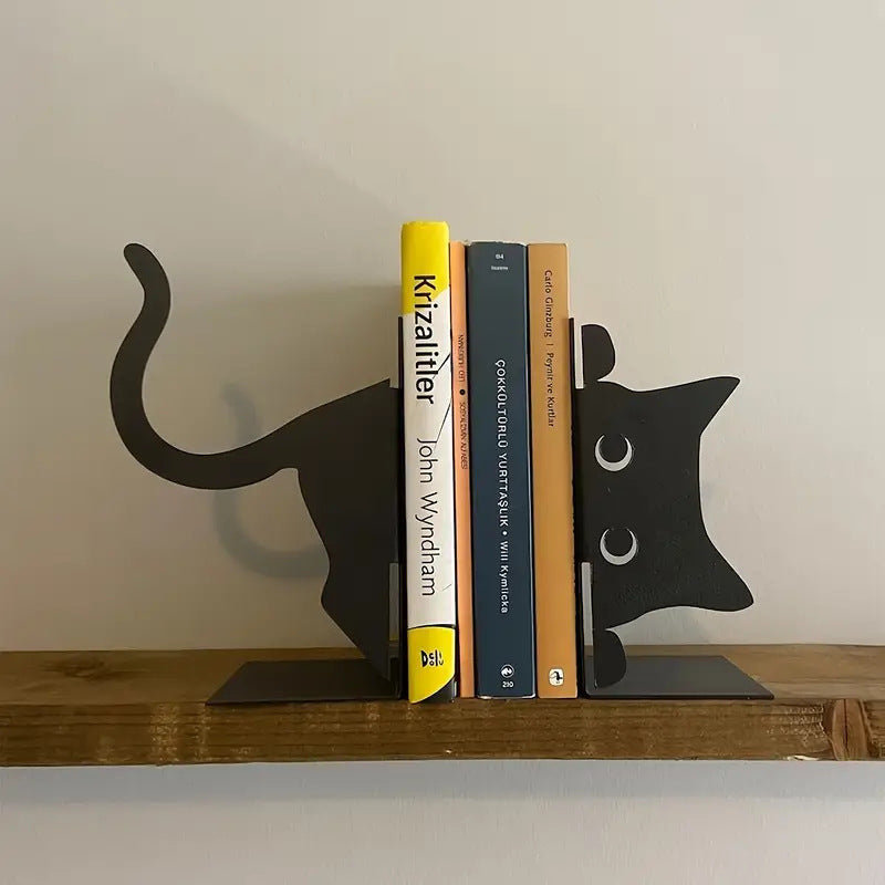 Katzenförmige Metallbuchstützen