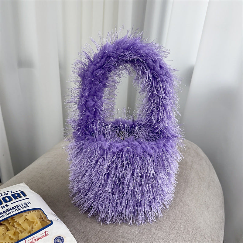 Texturiertes Kunstfell-Handtasche