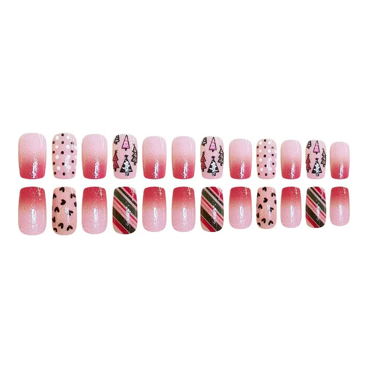 Kunstnagelset mit festlichen Weihnachtsmotiven und funkelnden Akzenten Karnz
