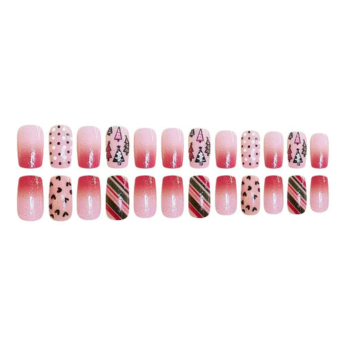 Kunstnagelset mit festlichen Weihnachtsmotiven und funkelnden Akzenten Karnz