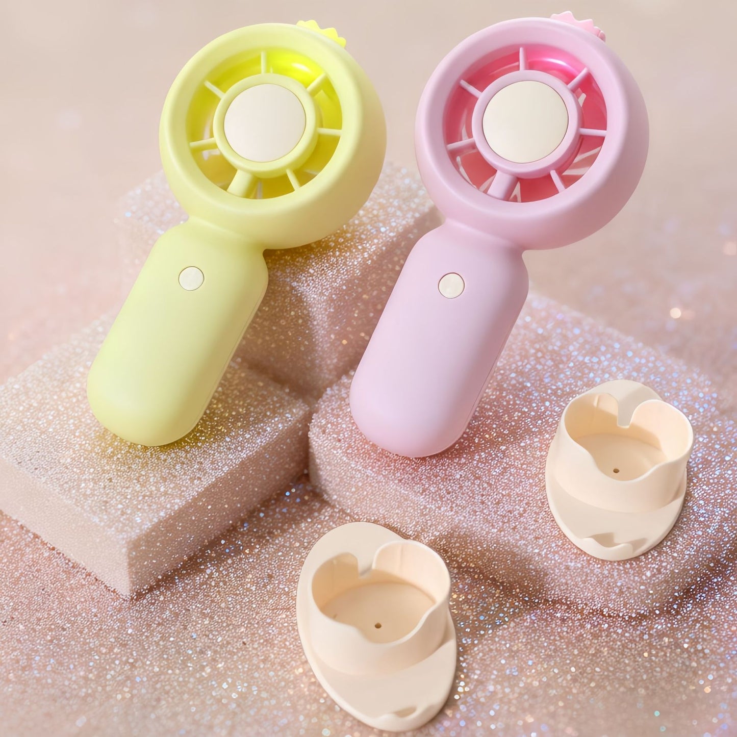 Damen Tragbarer Mini-Lüfter mit USB-Ladefunktion und LEDs Karnz