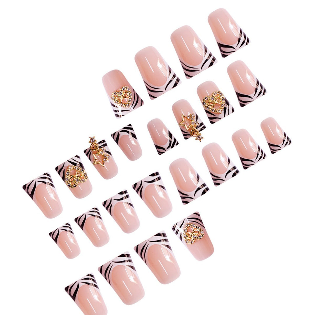Glamouröses Tierdruck Press-On Nagelset Karnz