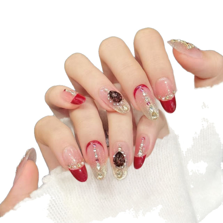 Glamouröse mit Kristallen verzierte Press-On Nagelset