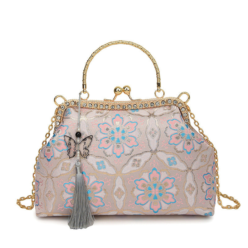 Vintage Blumenstickerei Handtasche