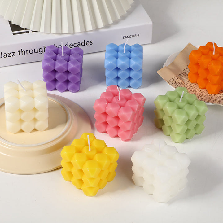 Geometrische Wabenwürfel Skulpturale Sojawachskerze