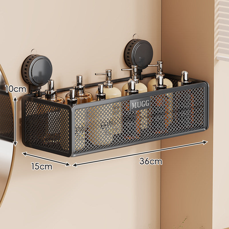 Wandmontierter Saugnetz-Badezimmer-Organizer-Regal mit Multi-Haken-Regal