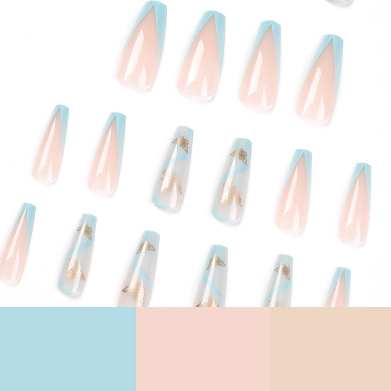 Künstliche Nagelverlängerungen im eleganten Stil mit floralem Design Karnz