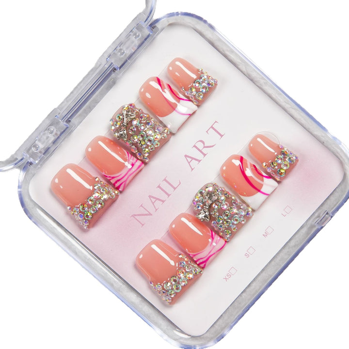 Glamouröses Strass Press-On Nageldesign Set