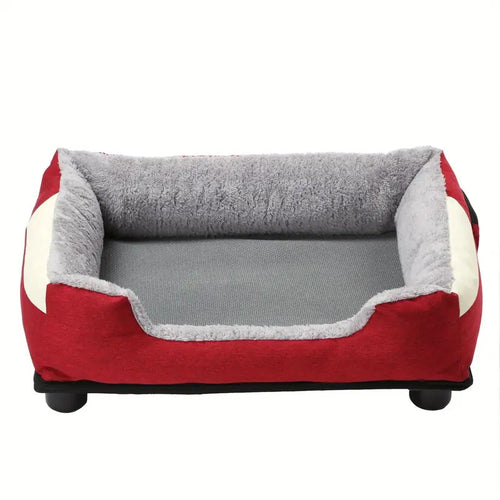 Eleviertes Hundebett mit samtigen Seiten
