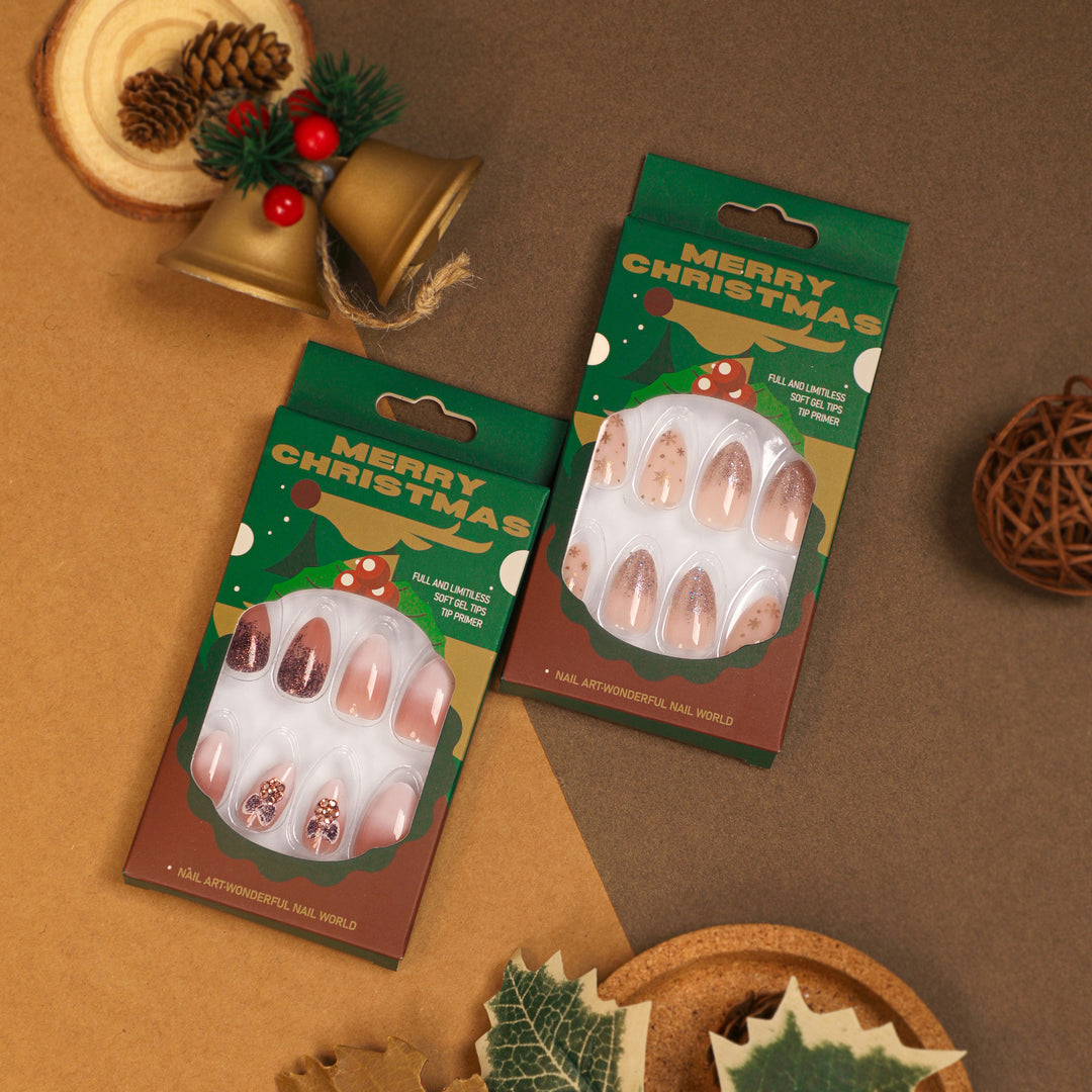 Kunstvolle Nagelverlängerungen mit Glitzer- und Herzmotiv Karnz