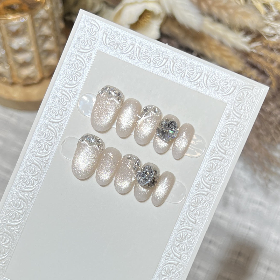 Luxus Edelstein Verzierten Press-On Nail Art Karnz