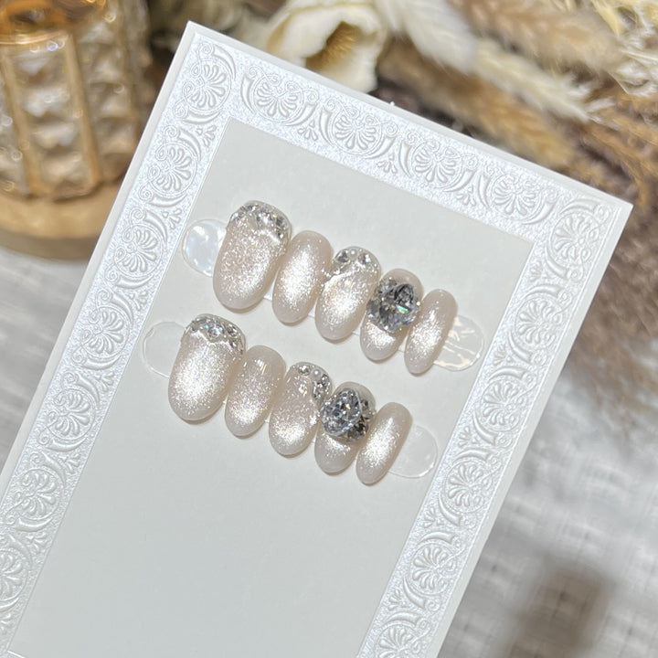 Luxus Edelstein Verzierten Press-On Nail Art Karnz