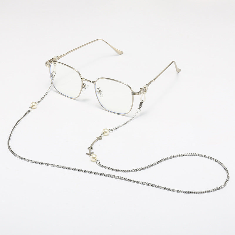 Chic Quadratrahmen Brille mit dekorativer Kette Karnz