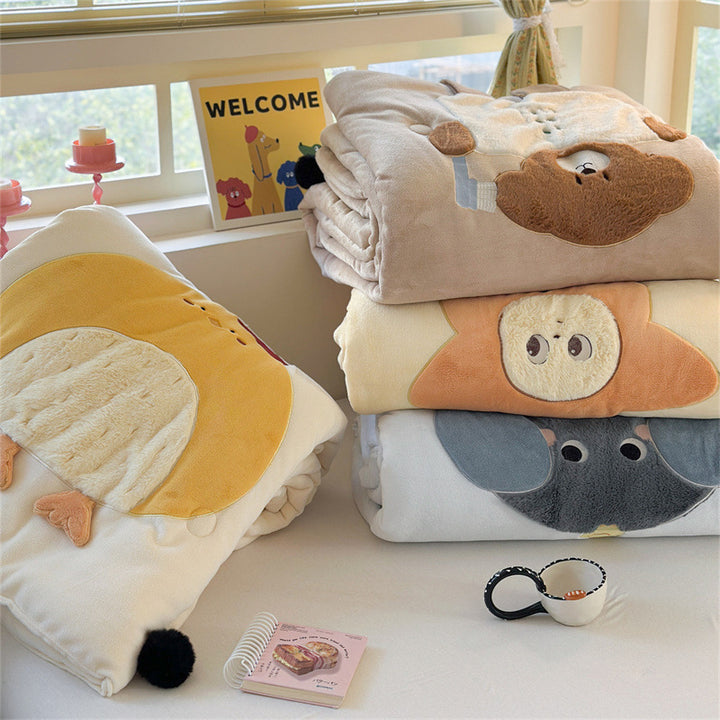 Plüsch Applikation Teddy Mikrofaser Bettbezug Set