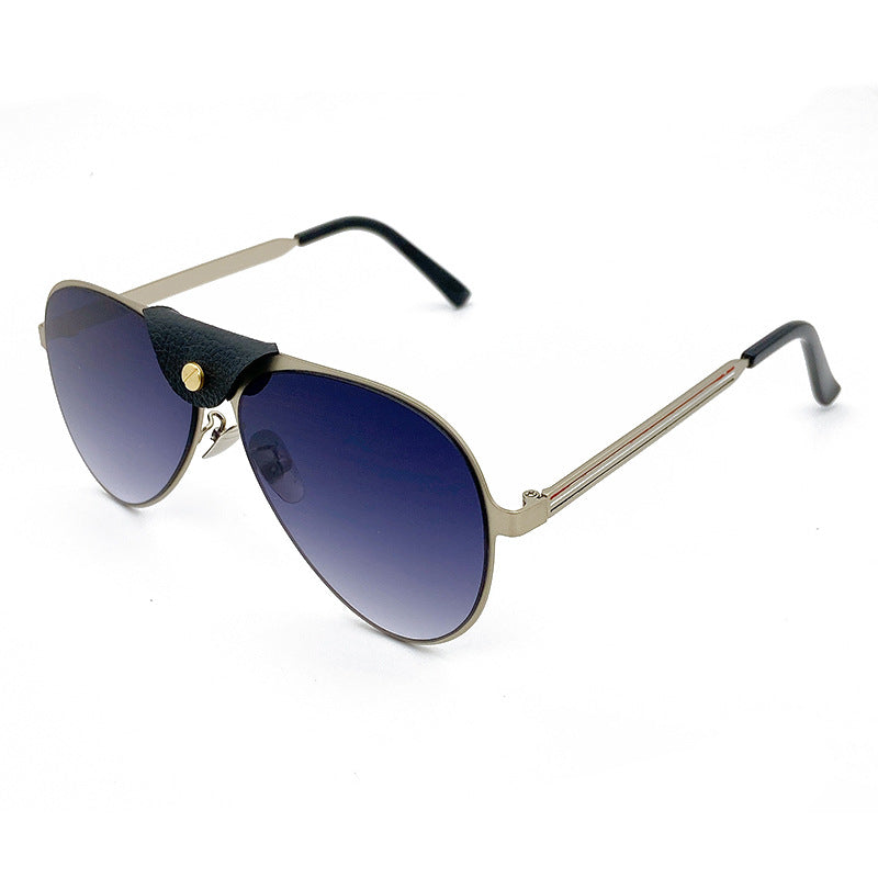 Retro Piloten-Sonnenbrille mit Blau Getönten Gläsern Karnz