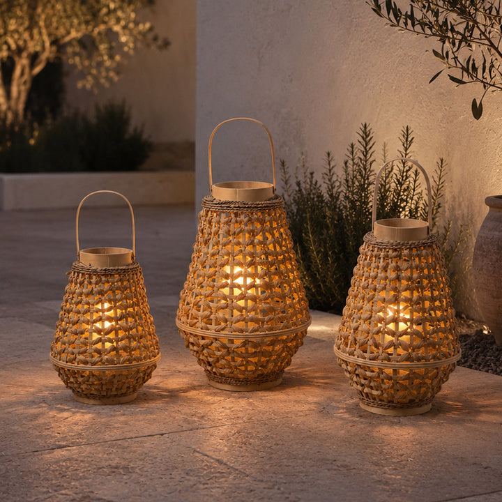 Elegante Laterne aus geflochtenem Rattan Karnz