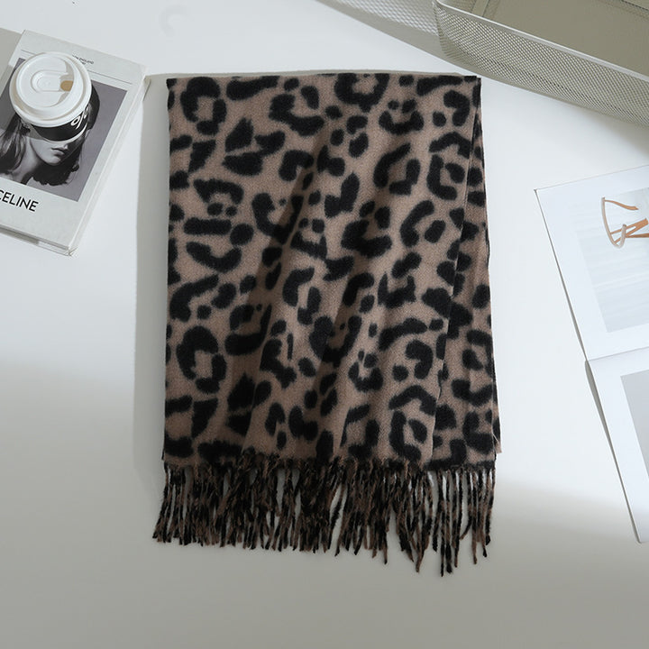Damen eleganter Leo-Muster Schal aus weichem Material Karnz