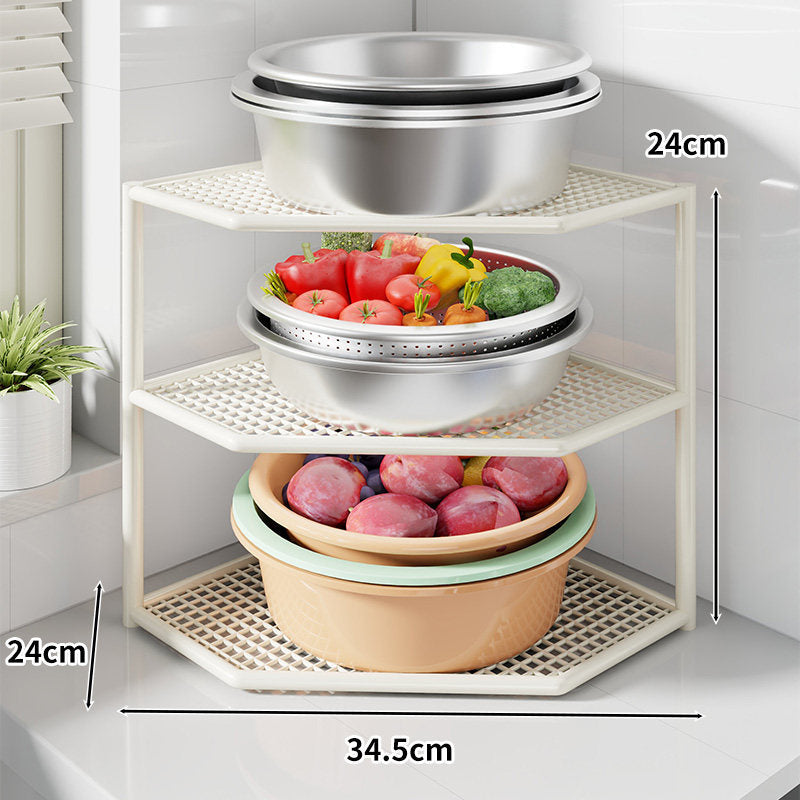 Ecken Drei-Ebenen Metall Mesh Küchentresen Organizer