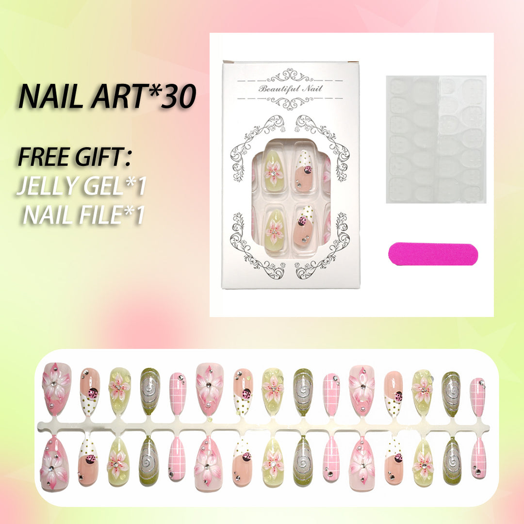 Florale Luxus Press-On Nail Art Set