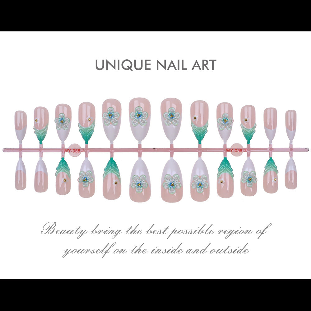 Blumenverzierte Press-On-Nagelset Karnz