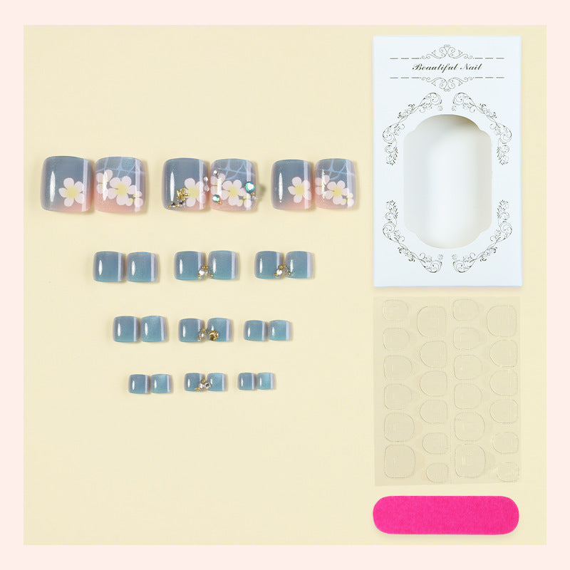 Blumenverzierte Press-On Nagel-Kit Karnz