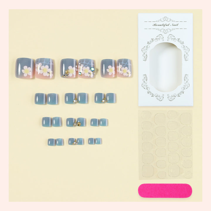 Blumenverzierte Press-On Nagel-Kit Karnz