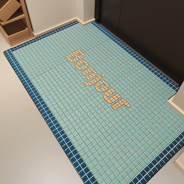 Verspielte Mosaik-Charakter-Türmatte