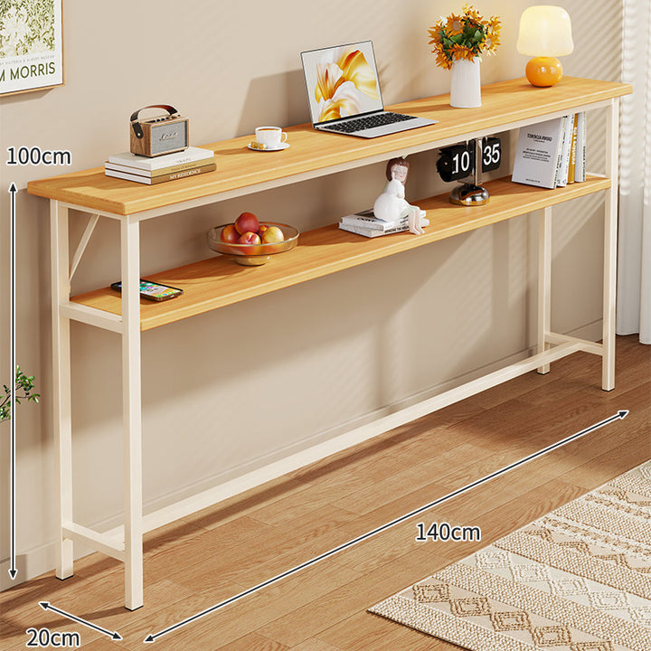 Slim Industrial Konsolentisch mit Holzplatte und Stahlrahmen