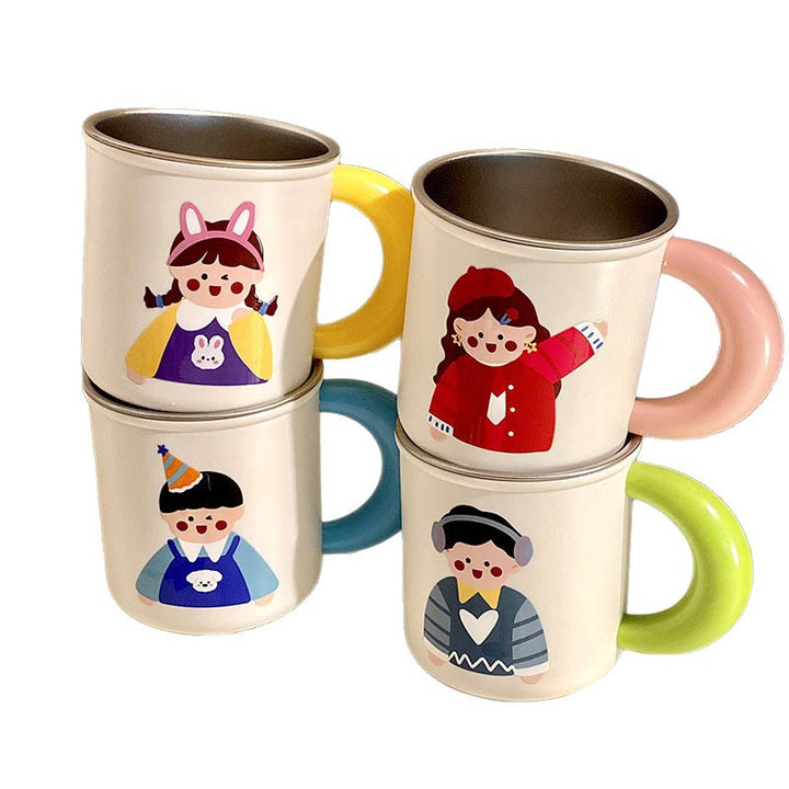 Edelstahl Kaffeebecher mit Fröhlichem Kindermotiv Karnz