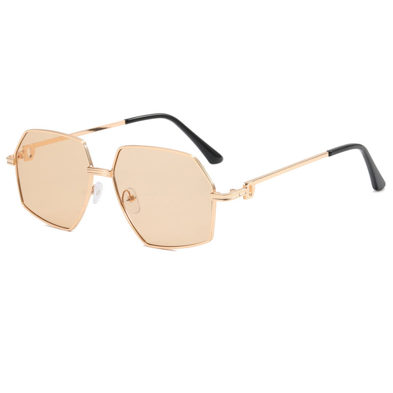 Damen Stylish geometrische Sonnenbrille mit edlem Metallrahmen Karnz