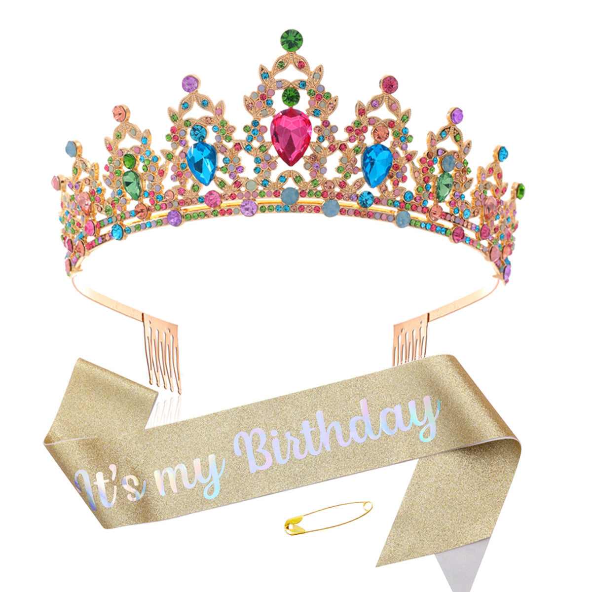Damen Schwarz verzierte Tiara mit edlem Design Karnz