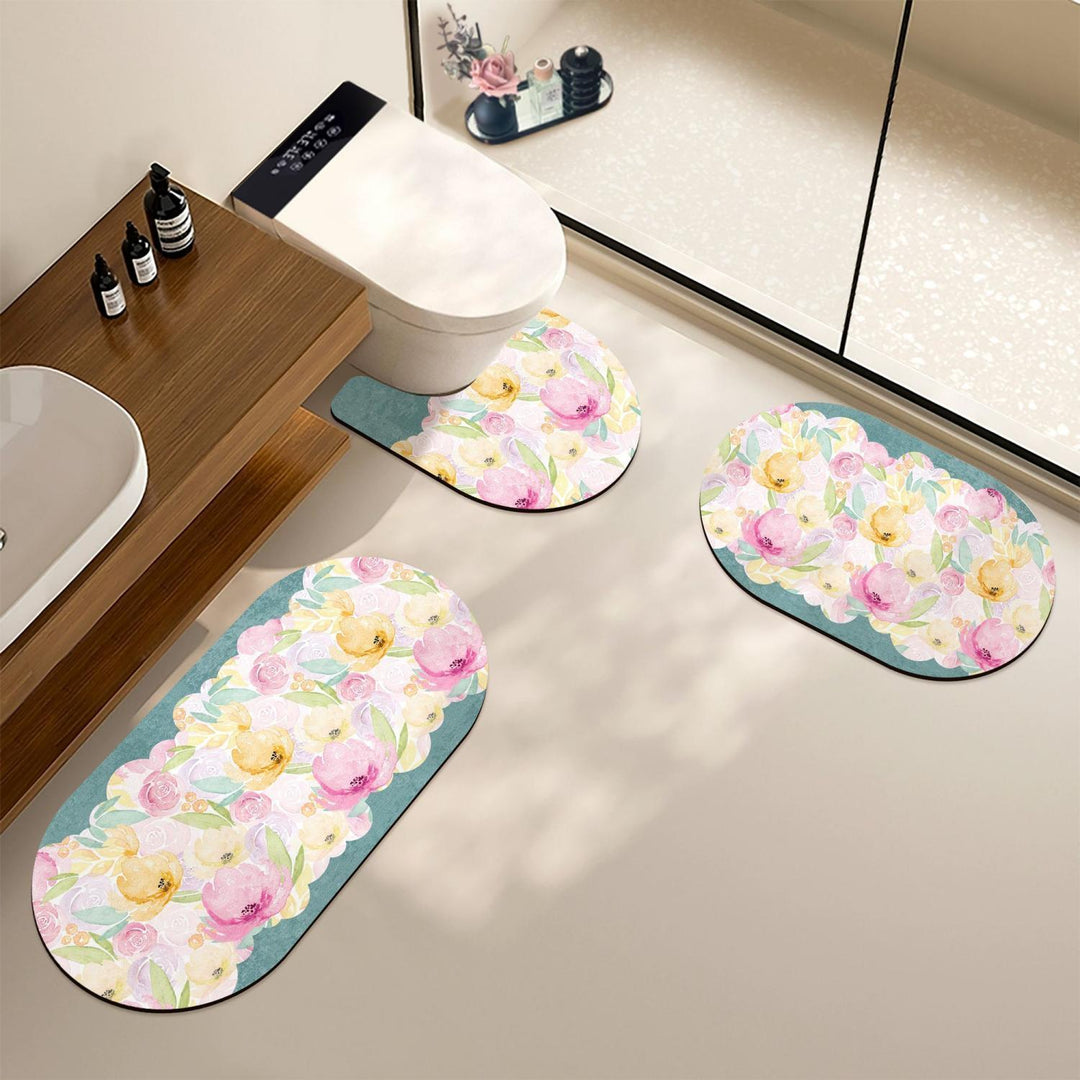 Dekoratives florales Badmatten-Set