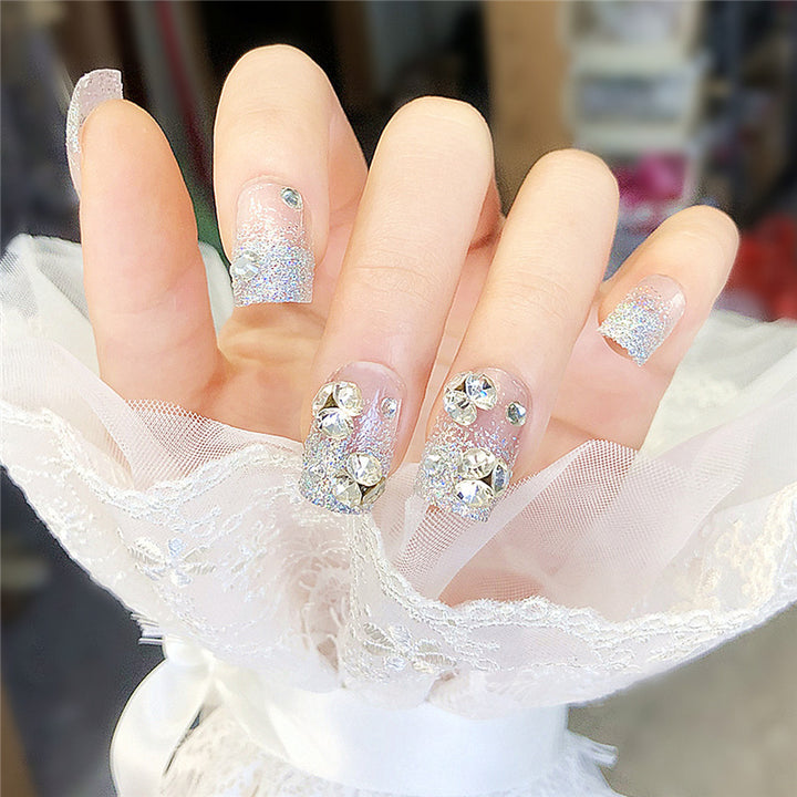 Rhinestone-verzierte Press-On Nagelkunst Karnz