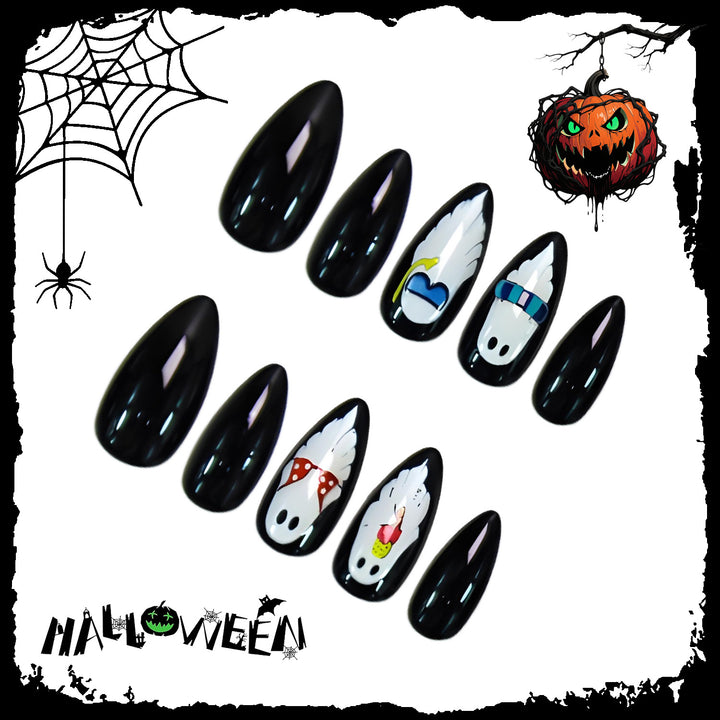 Halloween Kunstnagelset mit verspielten Gespenster-Motiven Karnz
